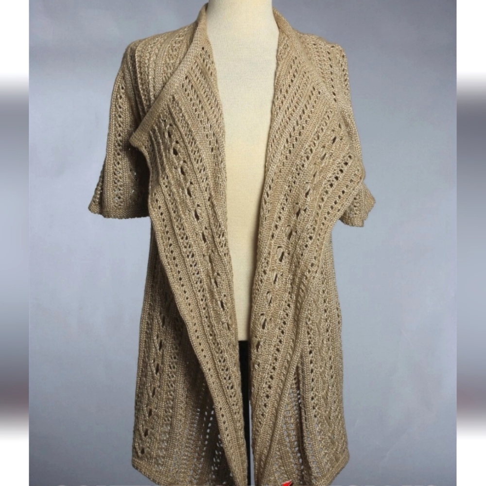 St. John Tan Open-Front Cardigan Size Large